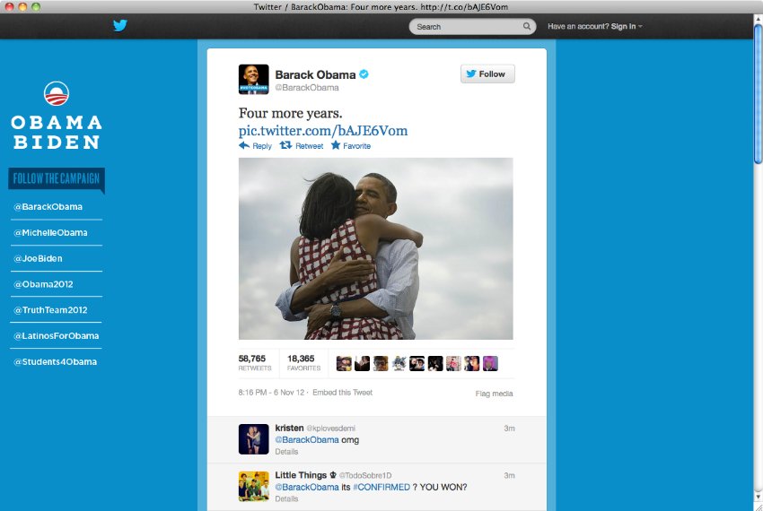 Sieges-Tweet: Barack Obama umarmt seine Frau Michelle